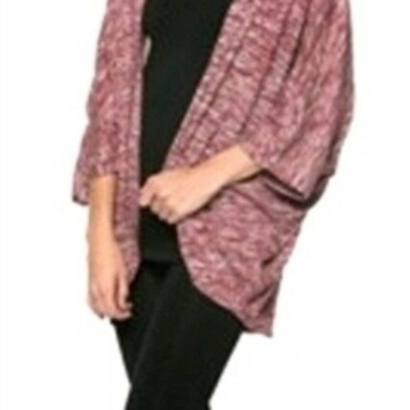 AZULES Wine Dolman Sleeve Soft Cashmere Feel Small Kimono Shrug Open Cardigan - Picture 7 of 7